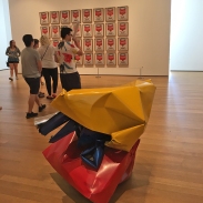 This honestly looks like it fell from the roof. Juxtaposed with the Warhols behind it really is weird. You can see a small moving image of me walking around it at my Instagram account at @tomversation